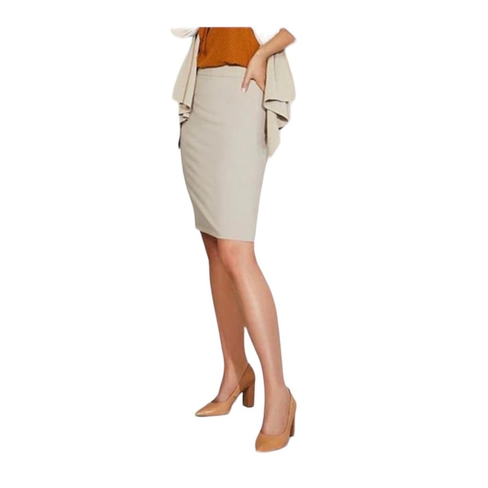 Teri Jon Womens Beige 12 Knee Length Back Split Back Zipper Formal Skirt
